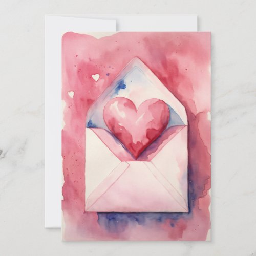 Love Sealed Pastel Pink Envelope with Heart in W Holiday Card