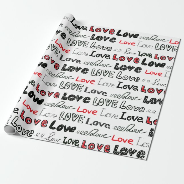 Love Seamless pattern. Love hand written lettering Wrapping Paper (Unrolled)