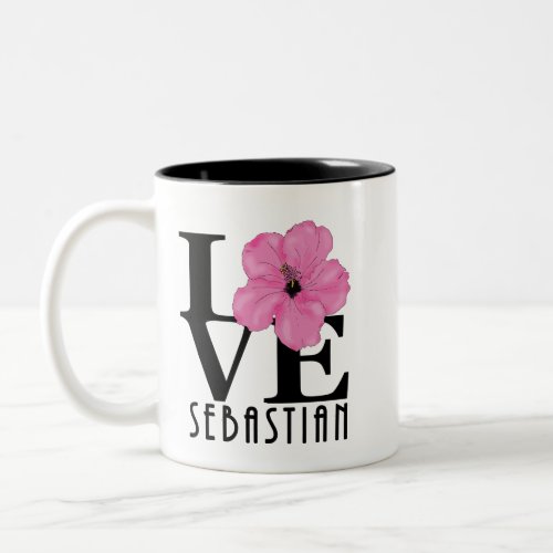 LOVE Sebastian 11oz pink hibiscus Two_Tone Coffee Mug