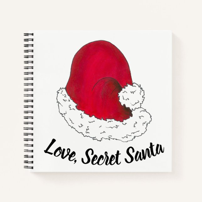 Love, Secret Santa Claus Merry Christmas Red Xmas Notebook (Front)