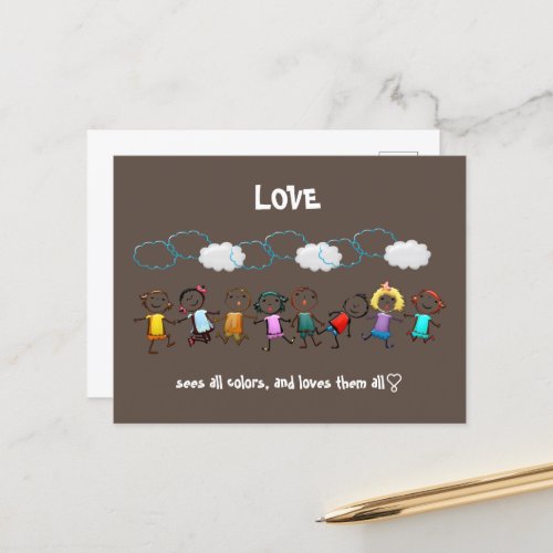 Love Sees All Colors  Loves Them All _ Diversity Postcard