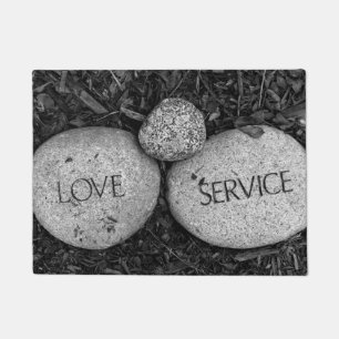"Love" "Service" Spiritual Religious Stones Doormat
