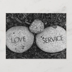 "Love" "Service" Spiritual Religious Stones Postcard