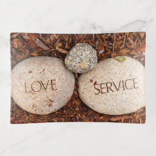 "Love" "Service" Spiritual Religious Stones Trinket Tray