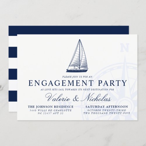 Love Sets Sail  Nautical Engagement Party Invite