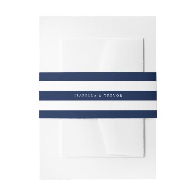 Love Sets Sail Nautical Stripes Custom Names Invitation Belly Band (Front Example)