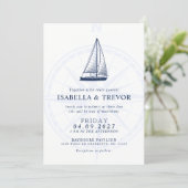 Love Sets Sail Wind Rose Nautical Wedding Invite (Standing Front)