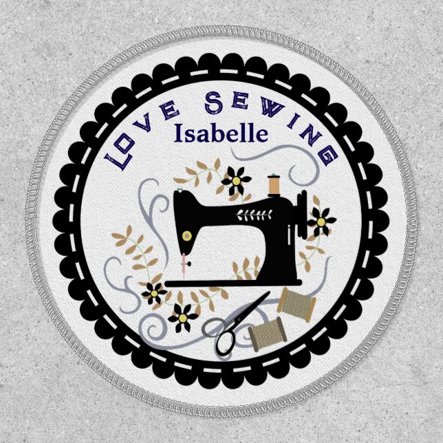 Love Sewing Accessories Black White Patch (Front)