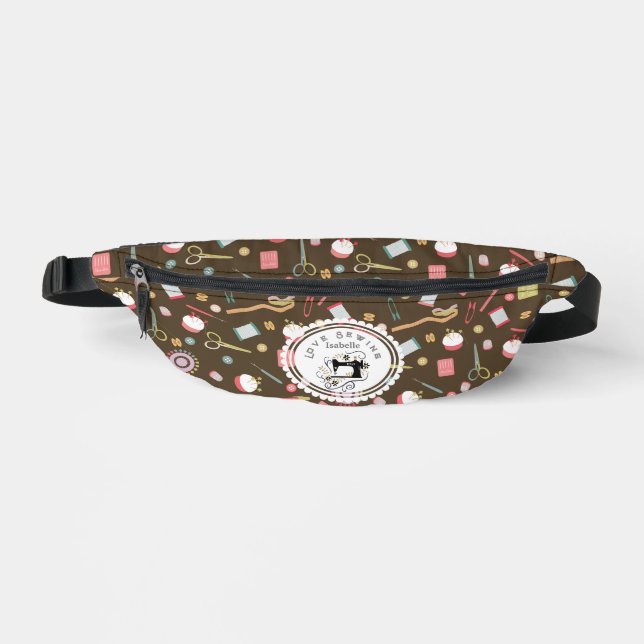 Love Sewing Accessories Brown Fanny Pack (Front)