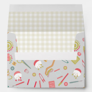 Love Sewing Accessories Grey Gingham Envelope