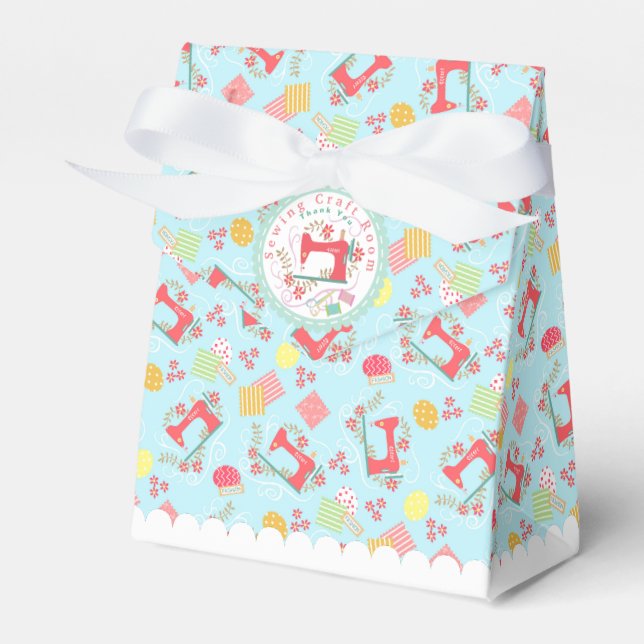 Love Sewing Blue Favor Boxes (Front Side)