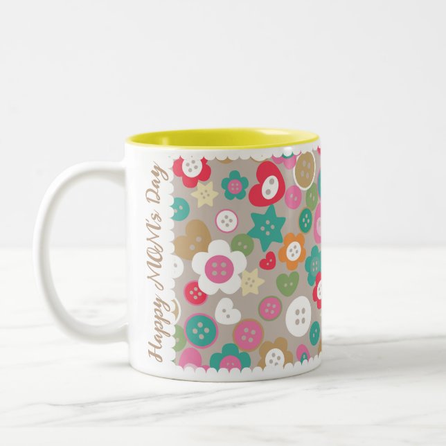 Love Sewing Buttons Grey Two-Tone Coffee Mug (Left)