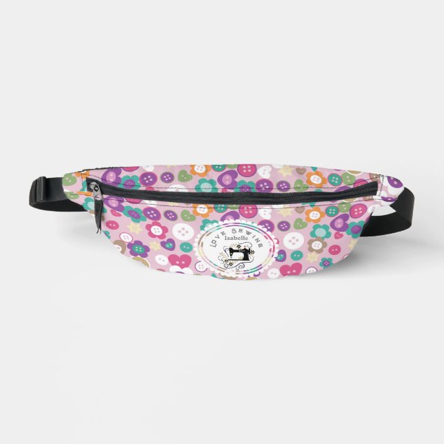 Love Sewing Buttons Pink Fanny Pack (Front)