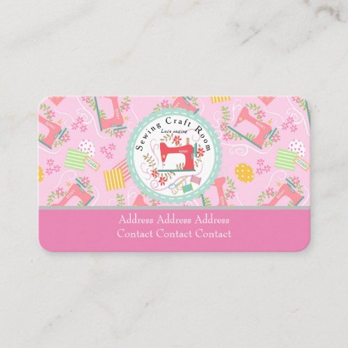 Love Sewing Cute Pink Business Card