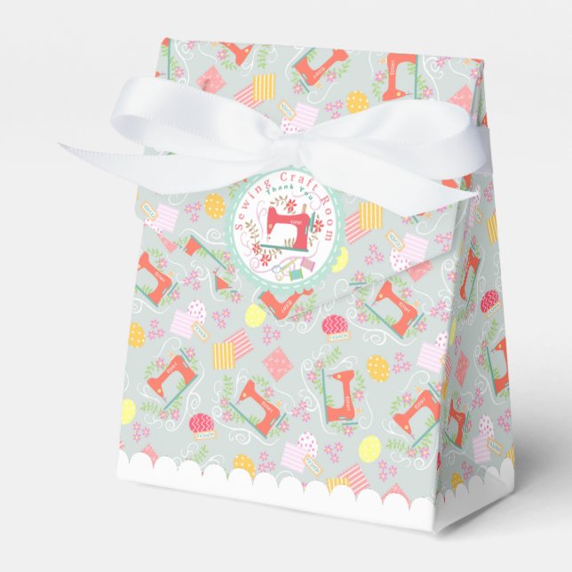Love Sewing Grey Favor Boxes (Front Side)