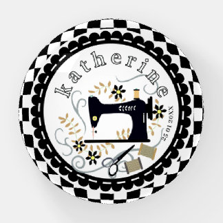 Love Sewing Machine Black White Paperweight