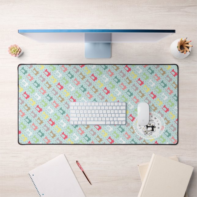 Love Sewing Machine Blue Desk Mat (Office 1)