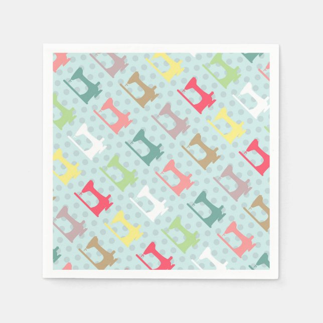 Love Sewing Machine Blue Napkins (Front)