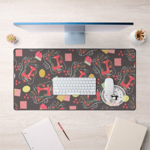 Love Sewing Machine Brown Desk Mat