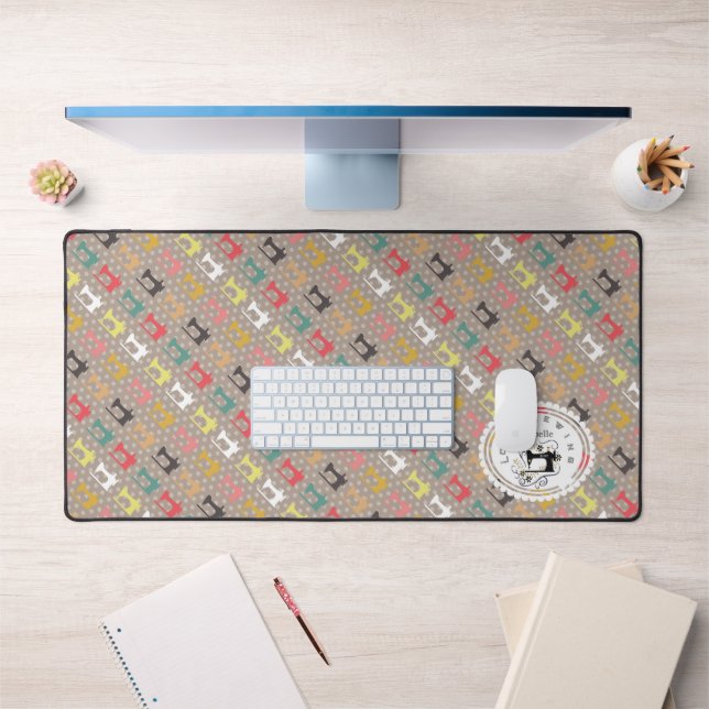 Love Sewing Machine Brown Desk Mat (Office 1)