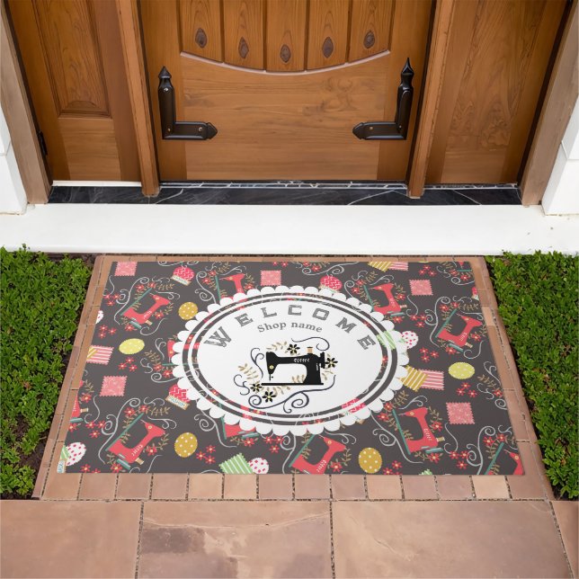 Love Sewing Machine Brown Doormat (Outdoor)
