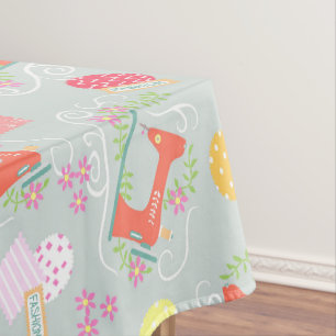 Love Sewing Machine Grey Tablecloth