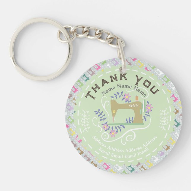 Love Sewing Machine Pastel Green Keychain (Front)