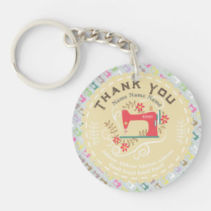 Love Sewing Machine Pastel Yellow Keychain