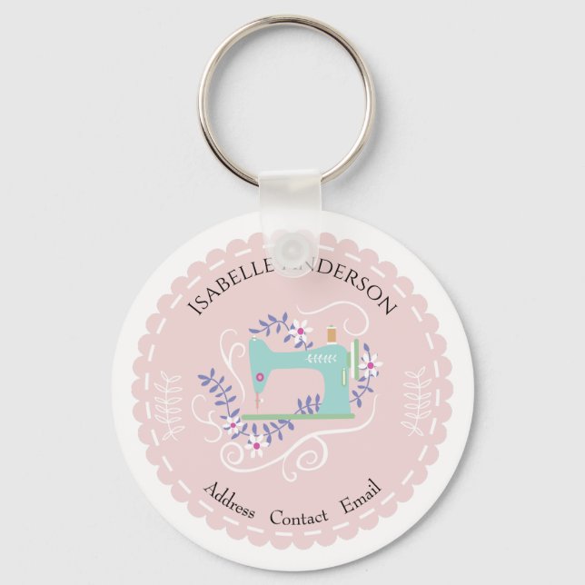 Love Sewing Machine. Peach Keychain (Front)