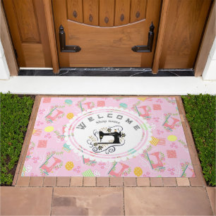 Love Sewing Machine Pink Doormat