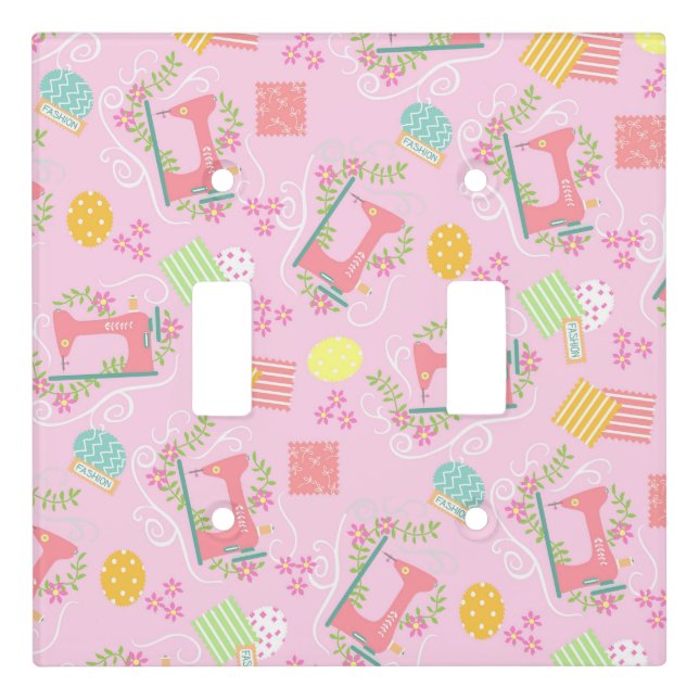 Love Sewing Machine Pink Light Switch Cover (Front)