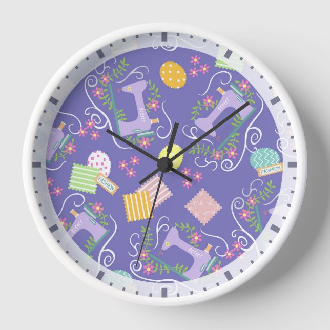 Love Sewing Machine Purple Clock (Front)