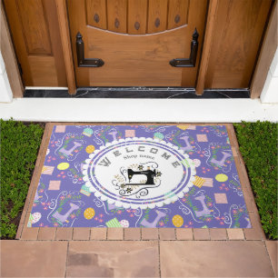 Love Sewing Machine Purple Doormat