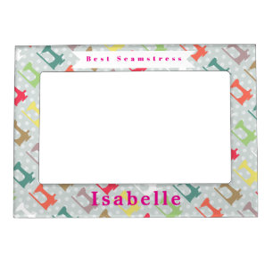 Love Sewing Machine silhouette Grey Magnetic Frame