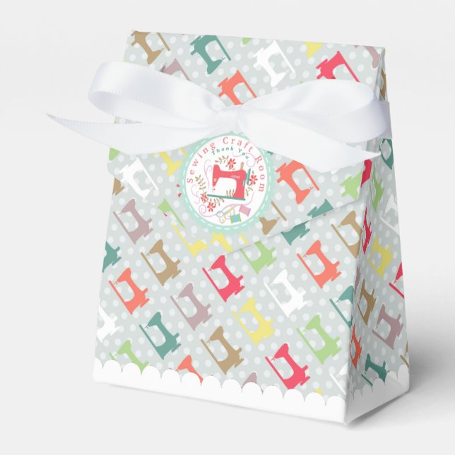 Love Sewing Machine Silhuoette Grey   Favor Boxes (Front Side)