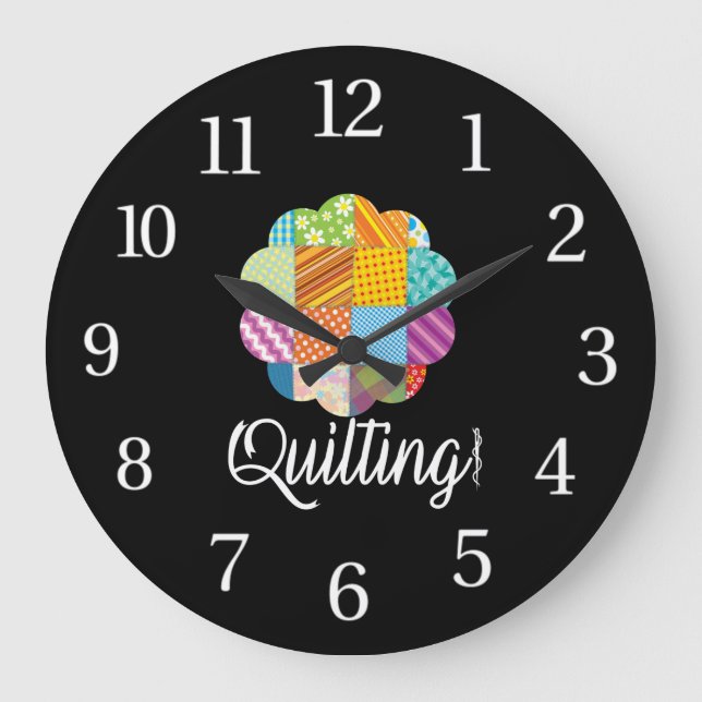 Love Sewing Quilting, Hobby Crafter Gift Large Clock (Front)