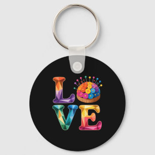 Love Sewing Quilting N Cushion Rainbow Crafter Wom Keychain