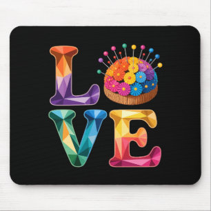 Love Sewing Quilting N Cushion Rainbow Crafter Wom Mouse Pad