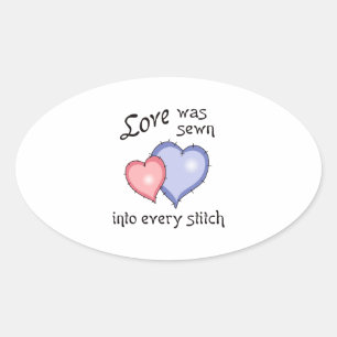LOVE SEWN OVAL STICKER