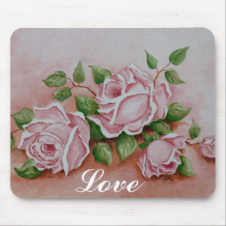 Love Shabby Chic  Vintage Rose Painting Mouse Pad