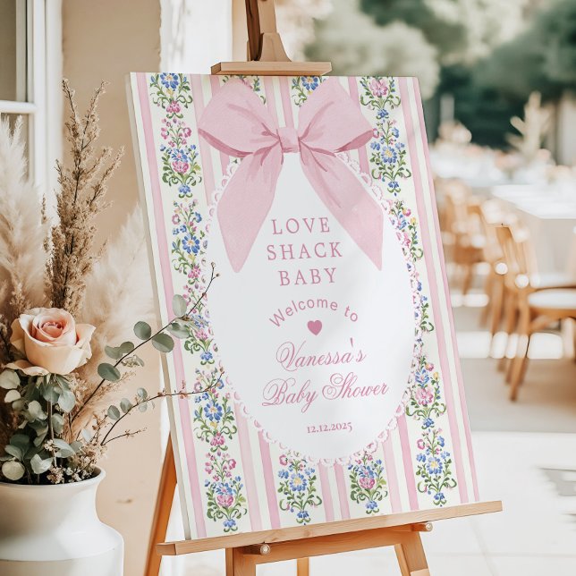 Love Shack Baby Coquette Bow Baby Shower Welcome Foam Board (Creator Uploaded)