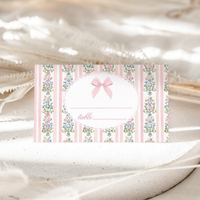 Love Shack Baby Coquette Bow Floral place card (Creator Uploaded)
