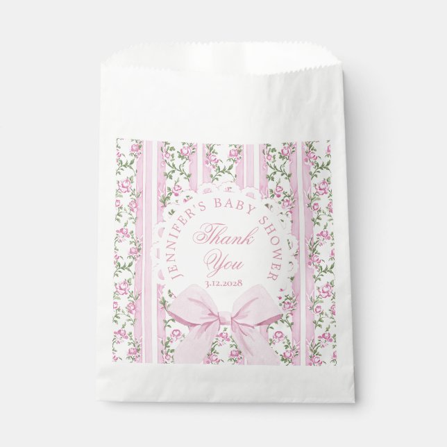 Love Shack Baby Coquette Pink Bow Thank you Favor Bag (Front)