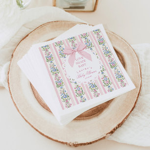 Love Shack Baby Pink Bow Rose Baby Shower Napkins