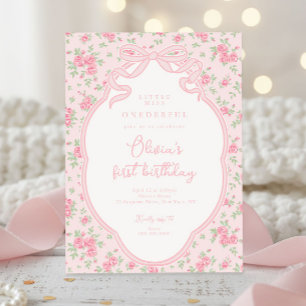 Love Shack Bow Little Miss Onederful 1st Birthday Invitation