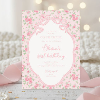 Love Shack Bow Little Miss Onederful 1st Birthday Invitation