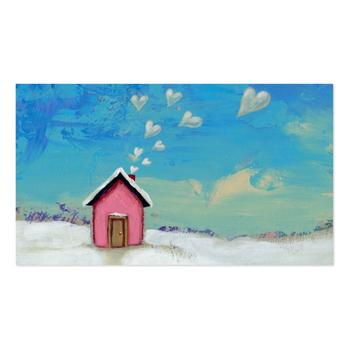 Love shack cabin fun romantic art Staying Warm Business Card