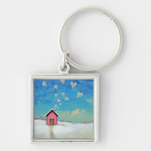 Love shack cabin fun romantic art Staying Warm Keychain