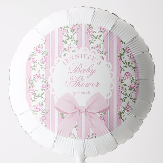 Love Shack Coquette Blush Pink Bow Baby Shower Balloon (Front)