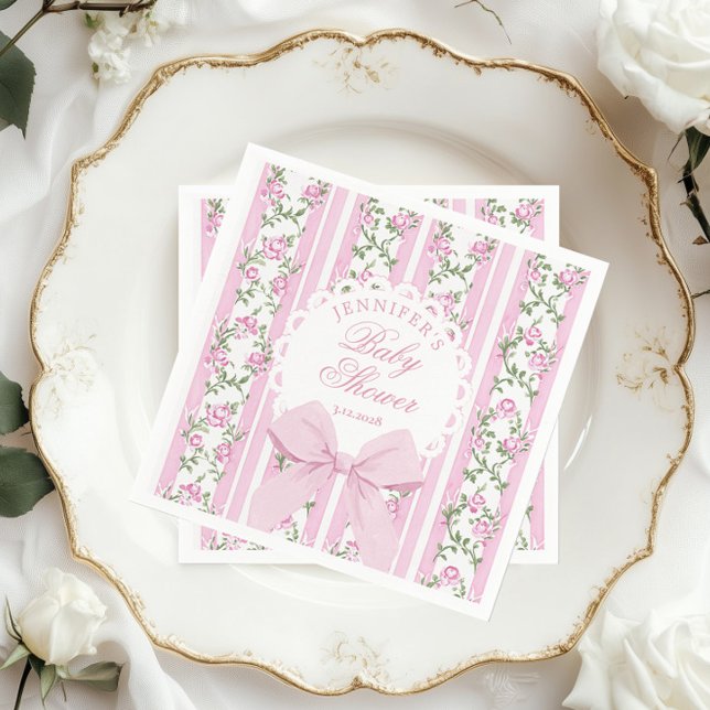 Love Shack Coquette Blush Pink Bow Baby Shower Napkins (Creator Uploaded)
